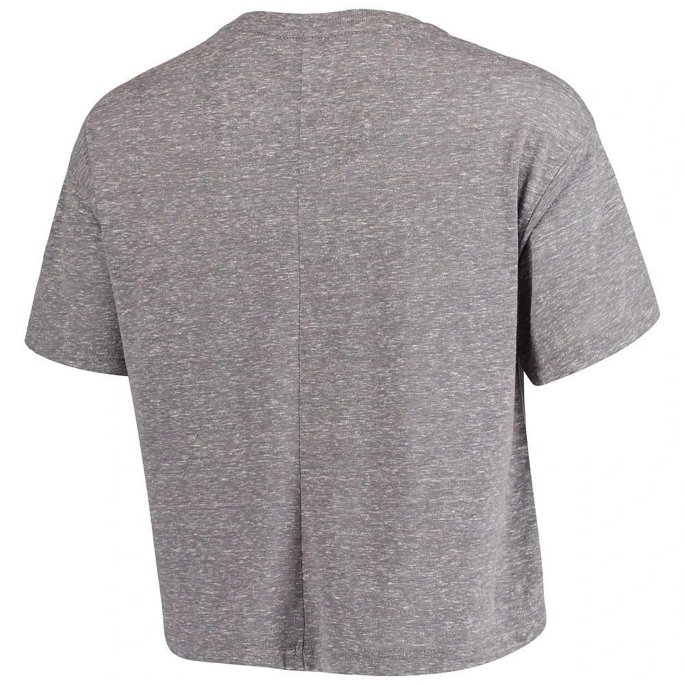 Women's Pressbox Gray Clemson Tigers Tri-Blend Bishop Knobi Crop T-Shirt