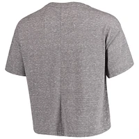 Women's Pressbox Gray Clemson Tigers Tri-Blend Bishop Knobi Crop T-Shirt