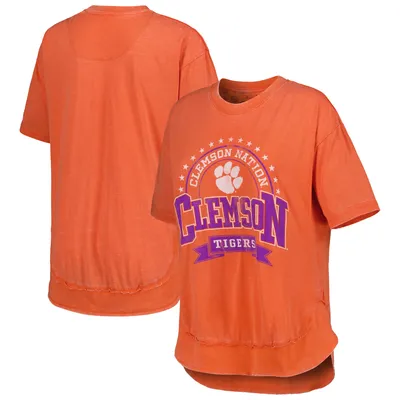 T-shirt Capitaine Pressbox Heather Orange Clemson Tigers Vintage Wash Poncho pour femme