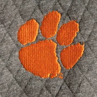 Women's Pressbox Heathered Gray/Orange Clemson Tigers Magnum Quilted Quarter-Snap Pullover Jacket