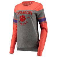 Women's Pressbox Orange/Heathered Gray Clemson Tigers Lizzy Flocking Striped Long Sleeve T-Shirt