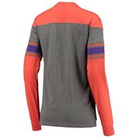 Women's Pressbox Orange/Heathered Gray Clemson Tigers Lizzy Flocking Striped Long Sleeve T-Shirt