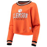 Women's Pressbox Orange Clemson Tigers Cali Cozy Raglan Crop Pullover Sweatshirt