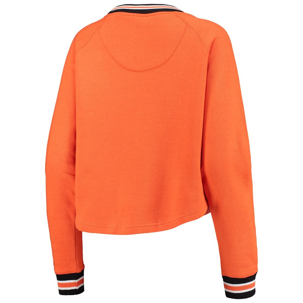 Women's Pressbox Orange Clemson Tigers Cali Cozy Raglan Crop Pullover Sweatshirt