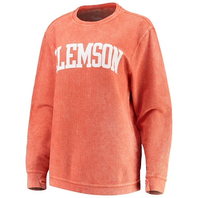 Sweat-shirt Pressbox Orange Clemson Tigers Comfy Cord Vintage Wash Basic Arch pour femme