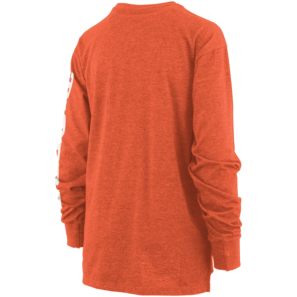 T-shirt à manches longues pour femme Pressbox Orange Clemson Tigers Taille Plus Two-Hit Canyon