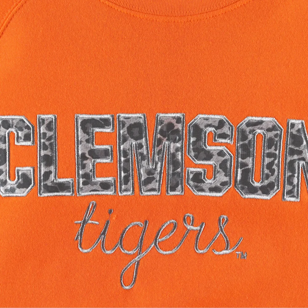 Sweat-shirt raglan à imprimé animal Pressbox Clemson Tigers Orange pour femmes