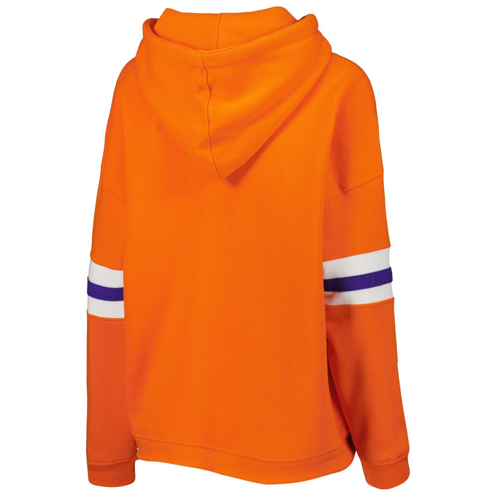 Women's Pressbox Orange Clemson Tigers Super Pennant Pullover Hoodie