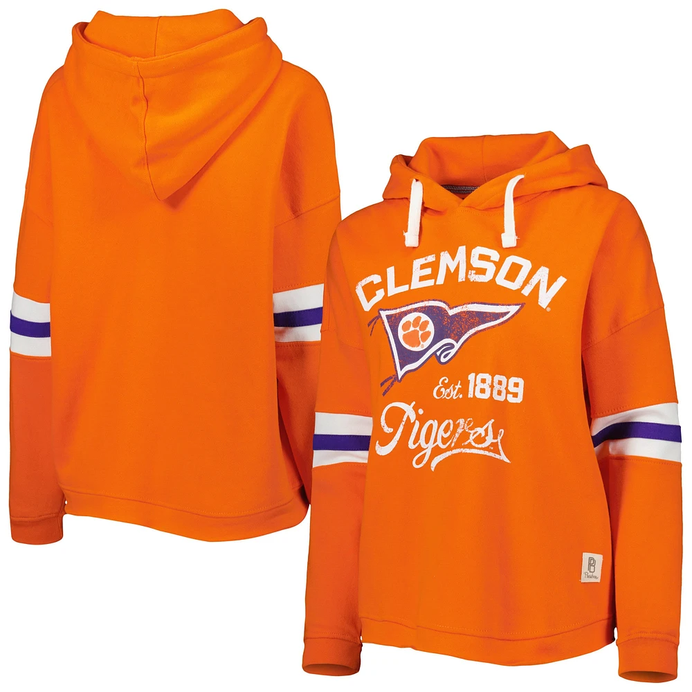 Sweat à capuche Pressbox Orange Clemson Tigers Super Pennant pour femme