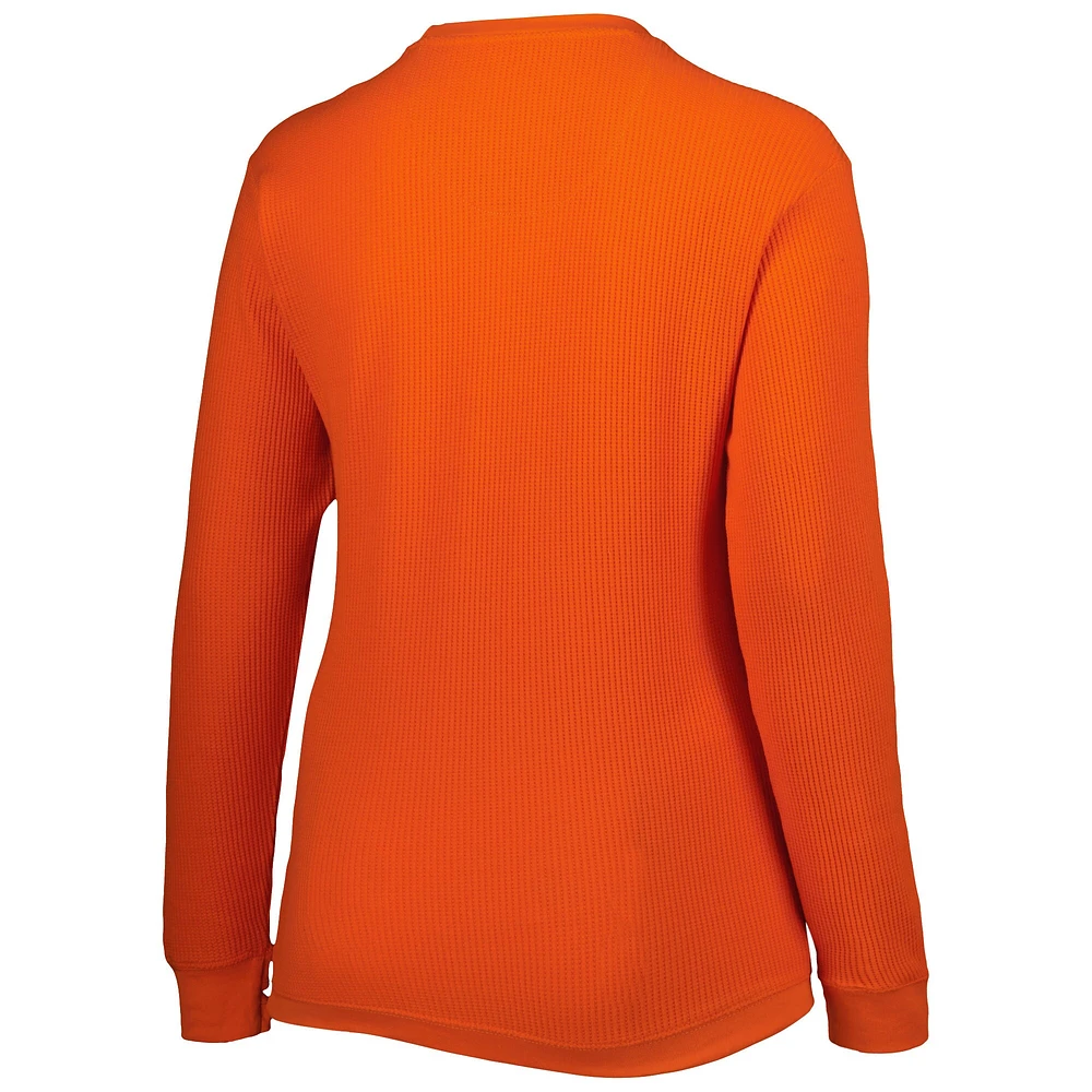 Women's Pressbox Orange Clemson Tigers Surf Plus Southlawn Waffle-Knit Thermal Tri-Blend Long Sleeve T-Shirt