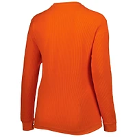 Women's Pressbox Orange Clemson Tigers Surf Plus Southlawn Waffle-Knit Thermal Tri-Blend Long Sleeve T-Shirt