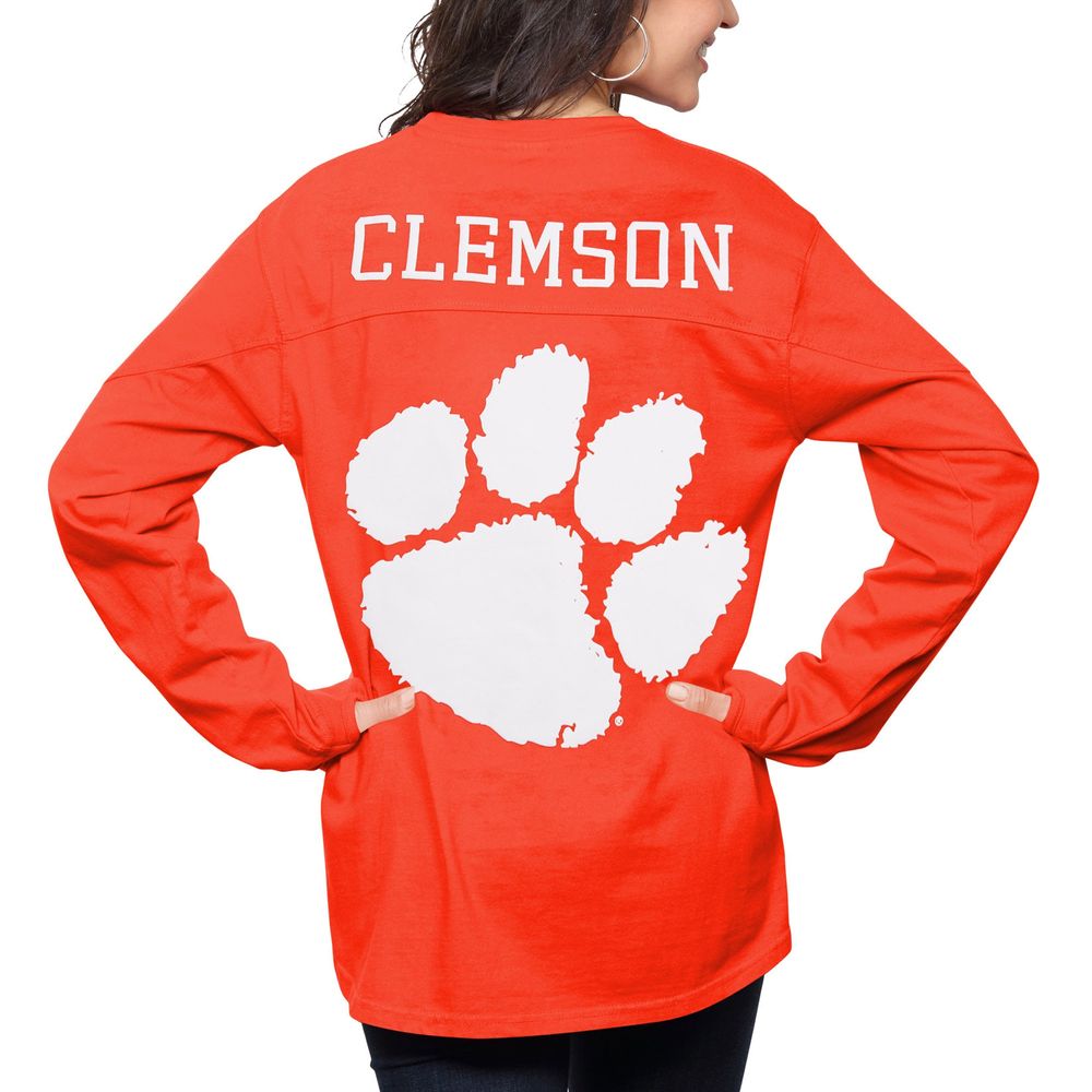 Women's Pressbox Orange Clemson Tigers The Big Shirt Oversized Long Sleeve T-Shirt