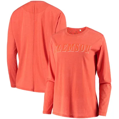 Clemson Tigers Pressbox Women's Tonal Block Vintage Wash Long Sleeve T-Shirt - Orange