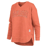 Sweat-shirt à col en V Westin Poncho Orange Clemson Tigers Pressbox pour femme