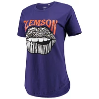 Women's Pressbox Purple Clemson Tigers Wild Lips Core T-Shirt