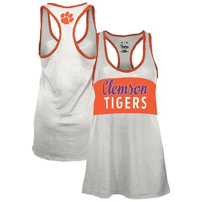 Débardeur Tracy Racerback Burnout blanc/orange pour femme des Clemson Tigers