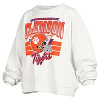 Sweat-shirt surdimensionné à logo rétro Janice des Clemson Tigers pour femme Pressbox White