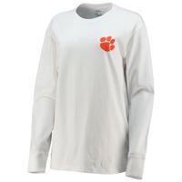 Women's Pressbox White Clemson Tigers Traditions Pennant Long Sleeve T-Shirt