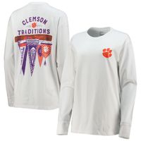 Women's Pressbox White Clemson Tigers Traditions Pennant Long Sleeve T-Shirt