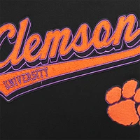 Women's Pro Standard Black Clemson Tigers Script Tail Fleece Cropped Pullover Hoodie