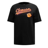 T-shirt boyfriend surdimensionné Pro Standard noir Clemson Tigers Script Tail pour femmes