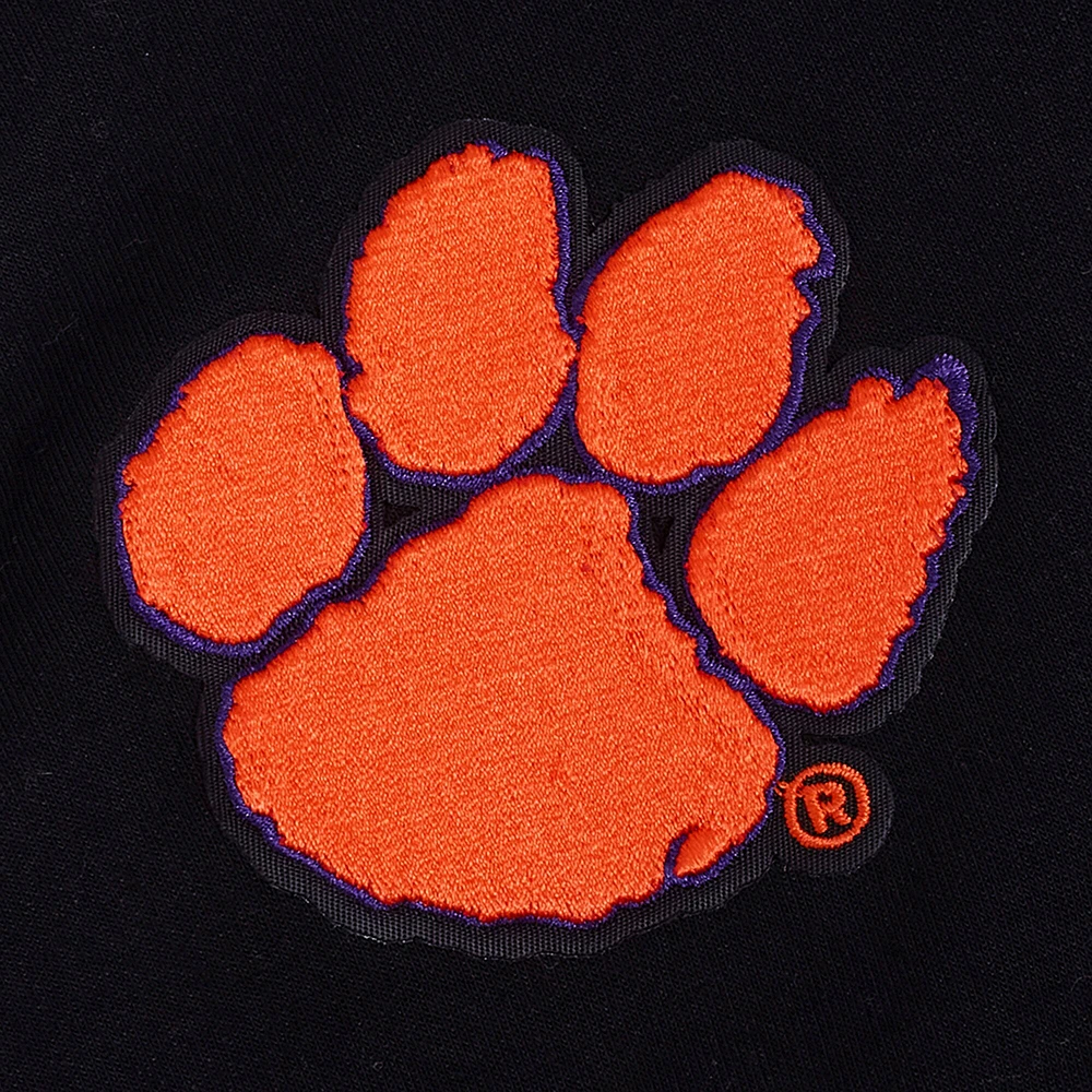 Women's Pro Standard Black Clemson Tigers Sequin Boxy Cropped Pullover Sweatshirt