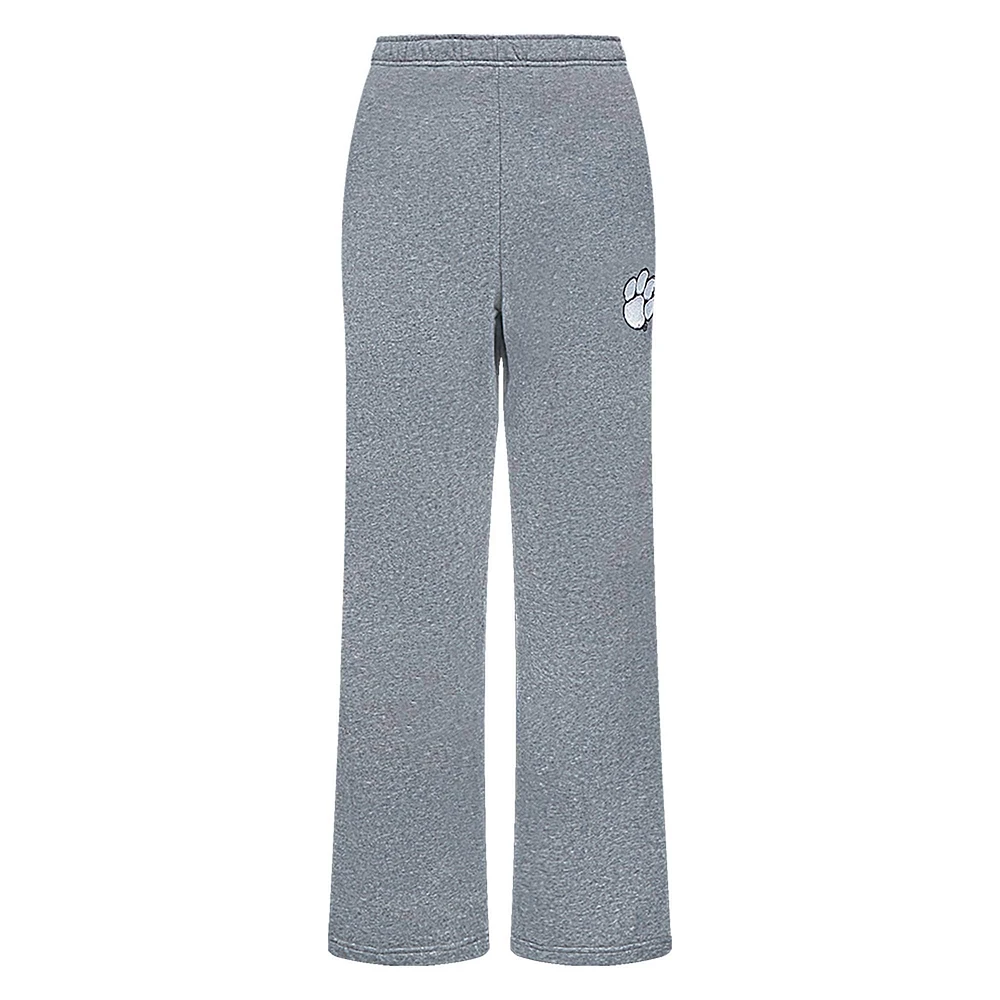 Pantalon de survêtement en polaire coupe décontractée Pro Standard Heather Charcoal Clemson Tigers ton sur neutre pour femme