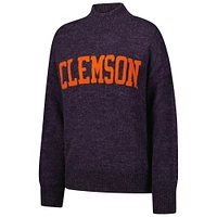 Women's  Purple Clemson Tigers Oversized Varsity Sweater