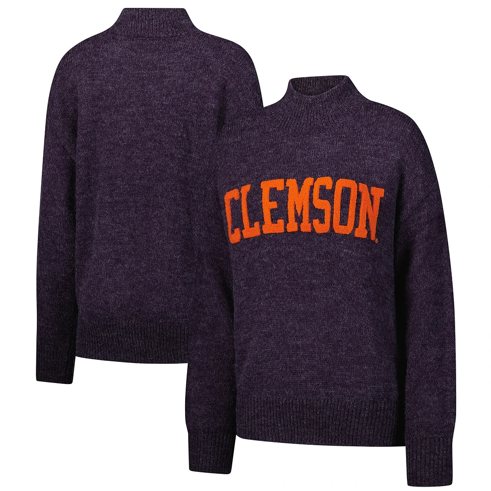 Women's  Purple Clemson Tigers Oversized Varsity Sweater