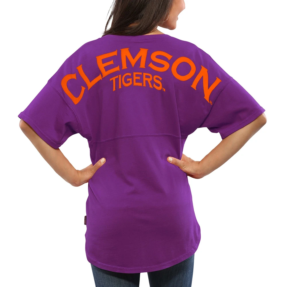 T-shirt surdimensionné violet en jersey Clemson Tigers Spirit pour femme