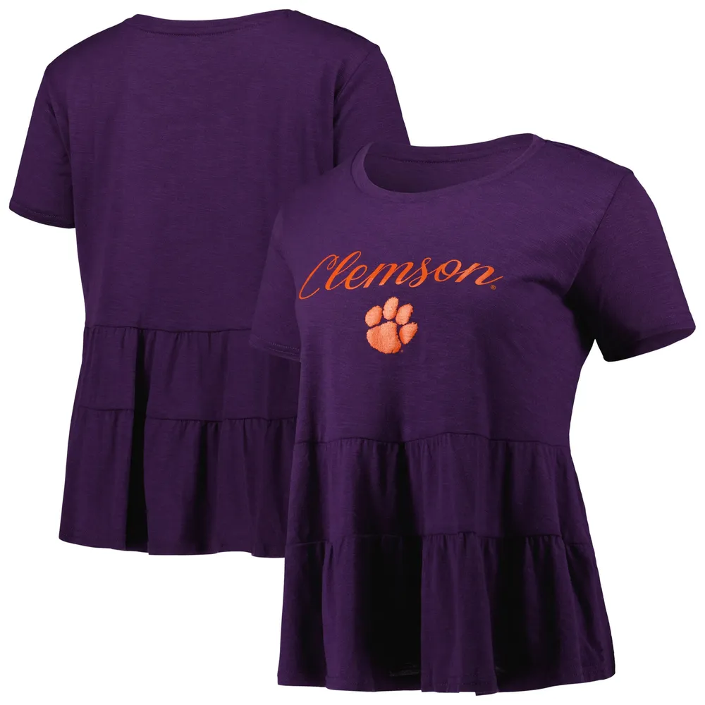 T-shirt violet à volants Clemson Tigers Willow pour femme