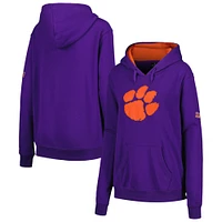 Women's Stadium Athletic Purple Clemson Tigers Big Logo Pullover Hoodie