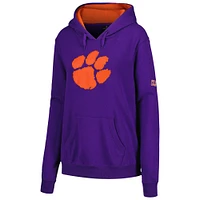 Women's Stadium Athletic Purple Clemson Tigers Big Logo Pullover Hoodie