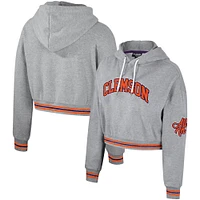 Sweat à capuche court scintillant pour femmes The Wild Collective Heather Grey Clemson Tigers