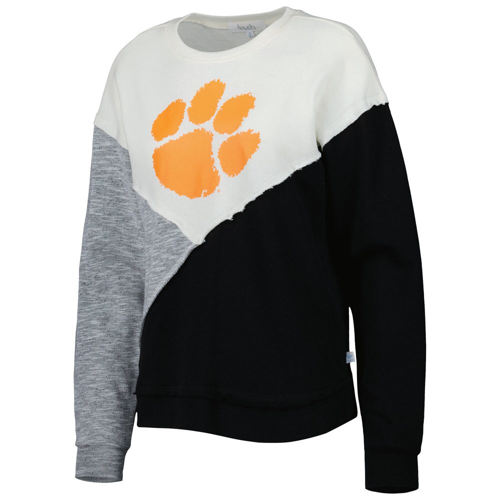 Women's Touch Cream/Black Clemson Tigers Star Player Pieced Pullover Sweatshirt