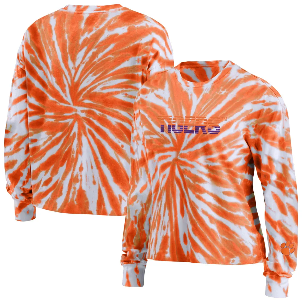 WEAR by Erin Andrews T-shirt orange à manches longues Tie-Dye Clemson Tigers pour femmes