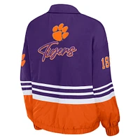 Women's WEAR by Erin Andrews Purple Clemson Tigers Vintage Throwback Windbreaker Full-Zip Jacket