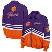 Women's WEAR by Erin Andrews Purple Clemson Tigers Vintage Throwback Windbreaker Full-Zip Jacket