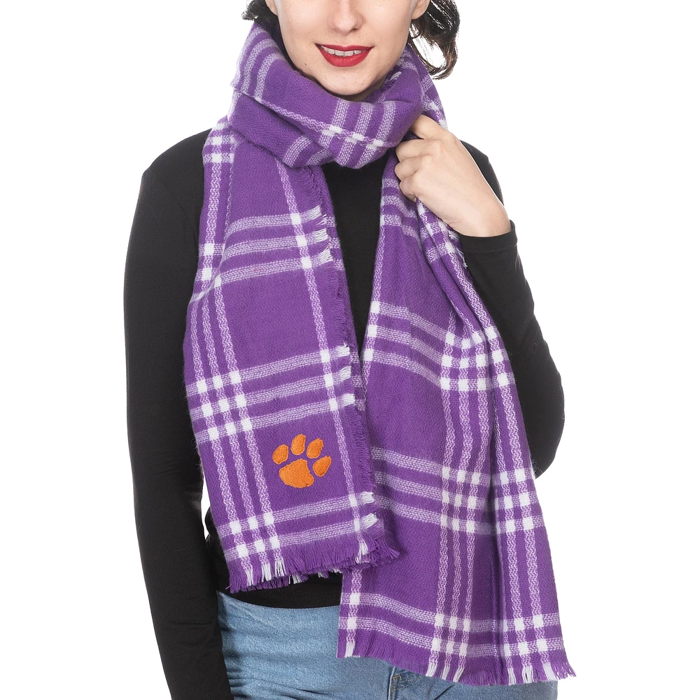 Écharpe couverture à carreaux ZooZatz Clemson Tigers pour femme