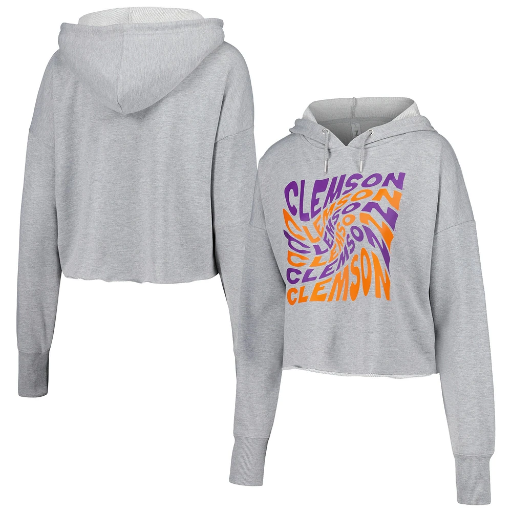 Women's ZooZatz Gray Clemson Tigers Swirl Cropped Pullover Hoodie