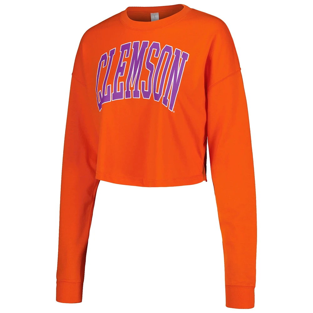 T-shirt à manches longues et épaules tombantes ZooZatz Orange Clemson Tigers Arch pour femme