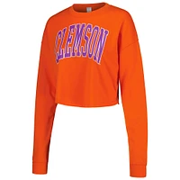 T-shirt à manches longues et épaules tombantes ZooZatz Orange Clemson Tigers Arch pour femme