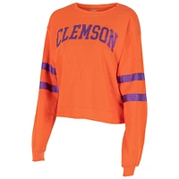 Women's ZooZatz Orange Clemson Tigers Glitter Pullover Sweatshirt