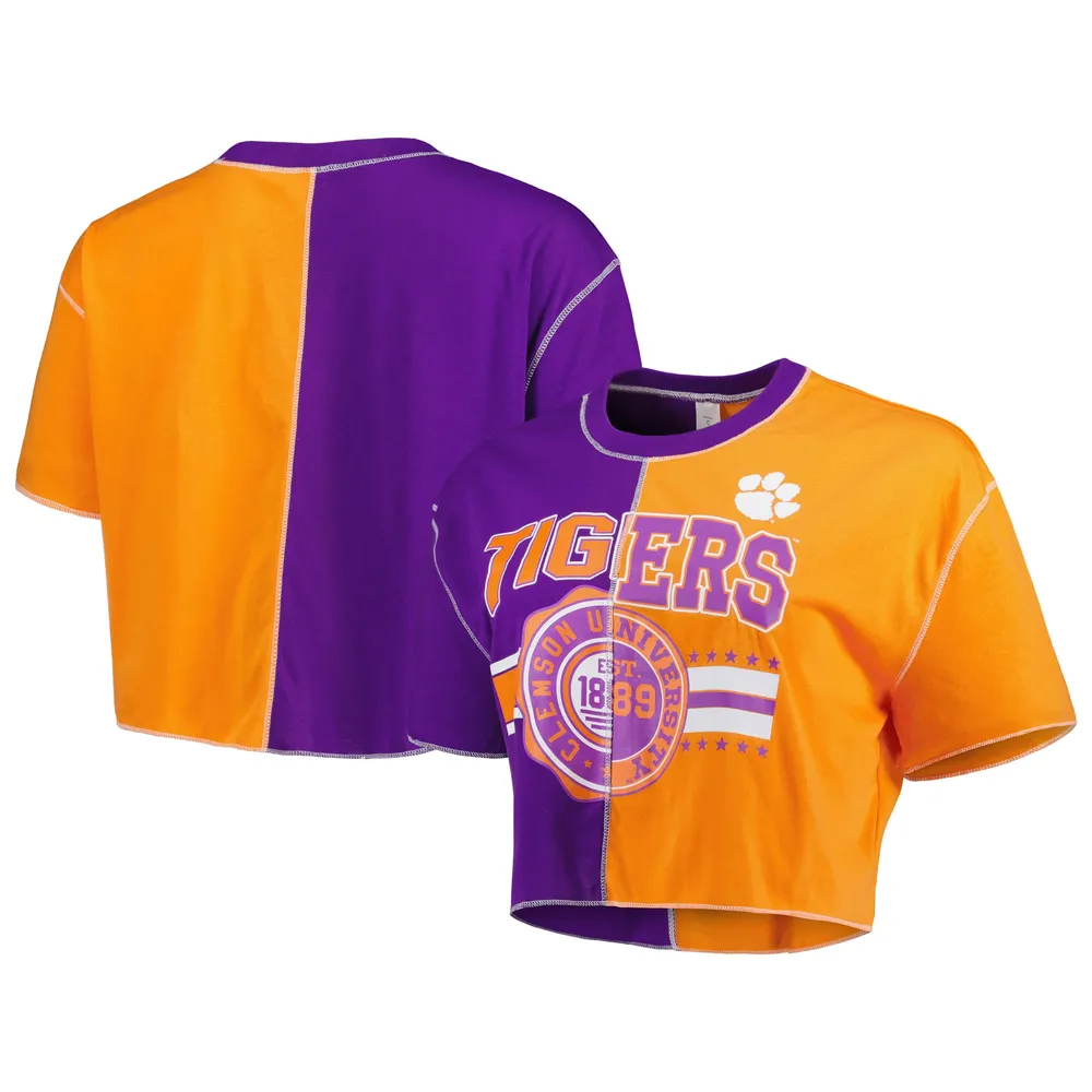 T-shirt court à blocs de couleurs Clemson Tigers ZooZatz violet/orange pour femme