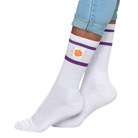 Chaussettes à rayures blanches Clemson Tigers pour femmes ZooZatz