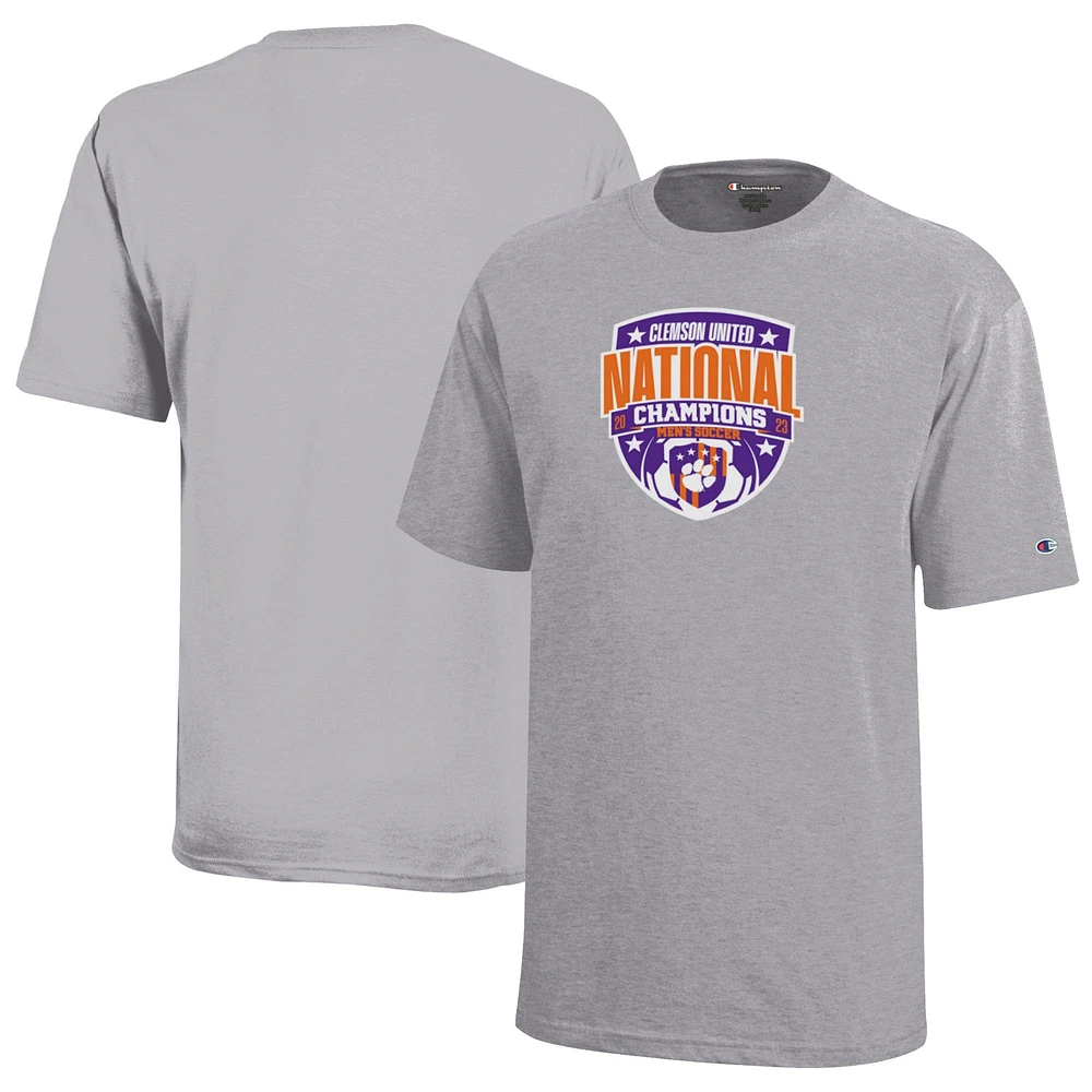 Champion de la jeunesse Gris Clemson Tigers 2023 NCAA T-shirt des champions nationaux football pour hommes