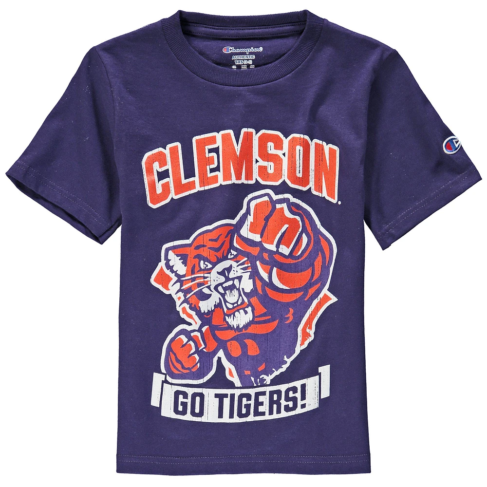 T-shirt pourpre de mascotte forte Clemson Tigers champion la jeunesse