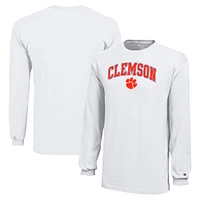 Youth Champion White Clemson Tigers Arch Over Logo Long Sleeve T-Shirt