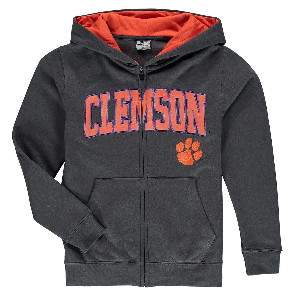 Chandail à capuchon avec arche et logo anthracite Clemson Tigers pour jeune