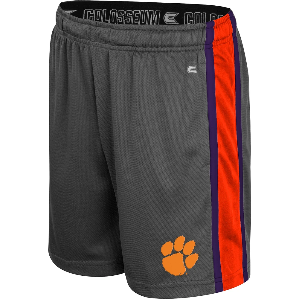 Youth Colosseum Charcoal Clemson Tigers Ripple Shorts